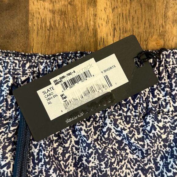 Slate & Stone Cabo Mesh Lined Swim Suit Trunks 5.5” Inseam Blue Pattern Size XL - Picture 3 of 9